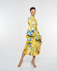 Yellow Koi Pleated Skirt